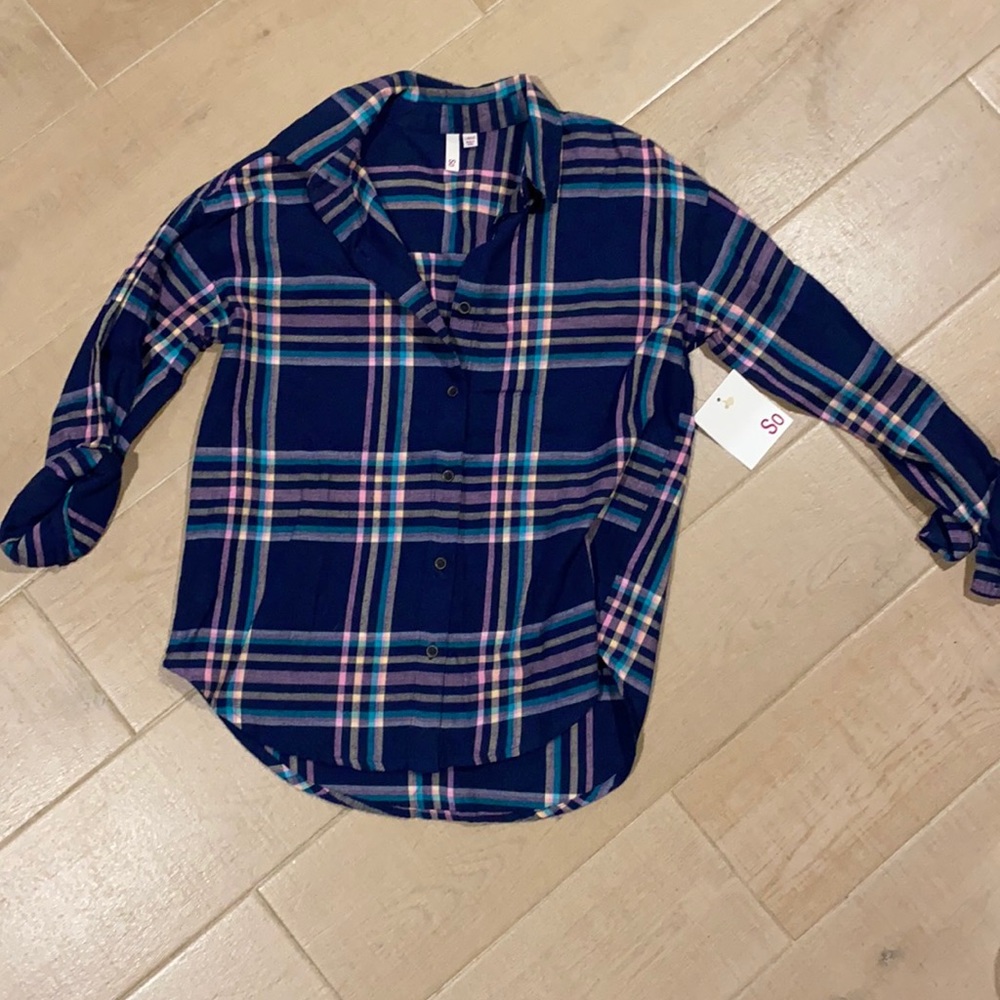 SO girls long sleeve button down  size L (10/12)